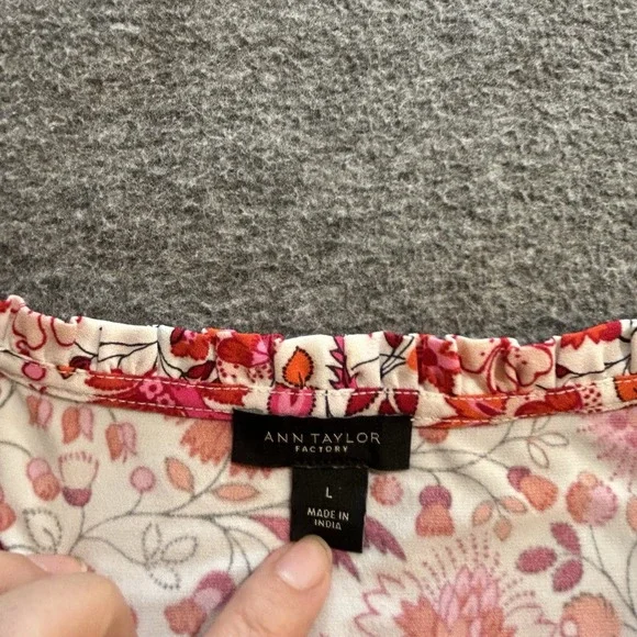 Ann Taylor Factory Floral Blouse Cottagecore Boho Peasant Women's Large - Picture 4 of 11